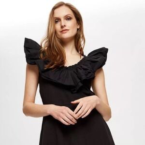 Dorothy Perkins Women's Large Frill Mini Dress Black